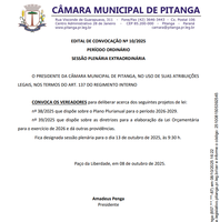 EDITAL DE CONVOCAÇÃO Nº 10/2025  PERÍODO ORDINÁRIO  SESSÃO PLENÁRIA EXTRAORDINÁRIA