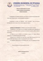 EDITAL DE CONVOCAÇÃO Nº 13/2024 SESSÃO PLENÁRIA EXTRAORDINÁRIA PERÍODO ORDINÁRIO