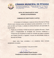 EDITAL DE CONVOCAÇÃO Nº 3/2025 REUNIÃO EXTRAORDINÁRIA COMISSÃO DE CONSTITUIÇÃO E JUSTIÇA 