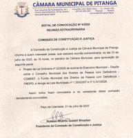 EDITAL DE CONVOCAÇÃO Nº 4/2025 REUNIÃO EXTRAORDINÁRIA  COMISSÃO DE CONSTITUIÇÃO E JUSTIÇA