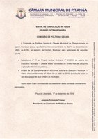 EDITAL DE CONVOCAÇÃO Nº 7/2024 REUNIÃO EXTRAORDINÁRIA  COMISSÃO DE POLÍTICAS GERAIS