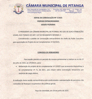 EDITAL DE CONVOCAÇÃO Nº 7/2025 PERÍODO EXTRAORDINÁRIO SESSÃO PLENÁRIA 