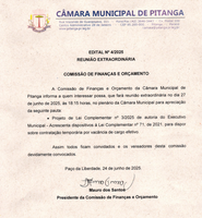 EDITAL Nº 4/2025 REUNIÃO EXTRAORDINÁRIA  COMISSÃO DE FINANÇAS E ORÇAMENTO