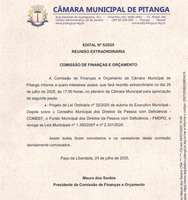EDITAL Nº 5/2025 REUNIÃO EXTRAORDINÁRIA  COMISSÃO DE FINANÇAS E ORÇAMENTO