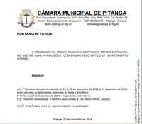 PORTARIA N° 70/2024 - Declara Recesso