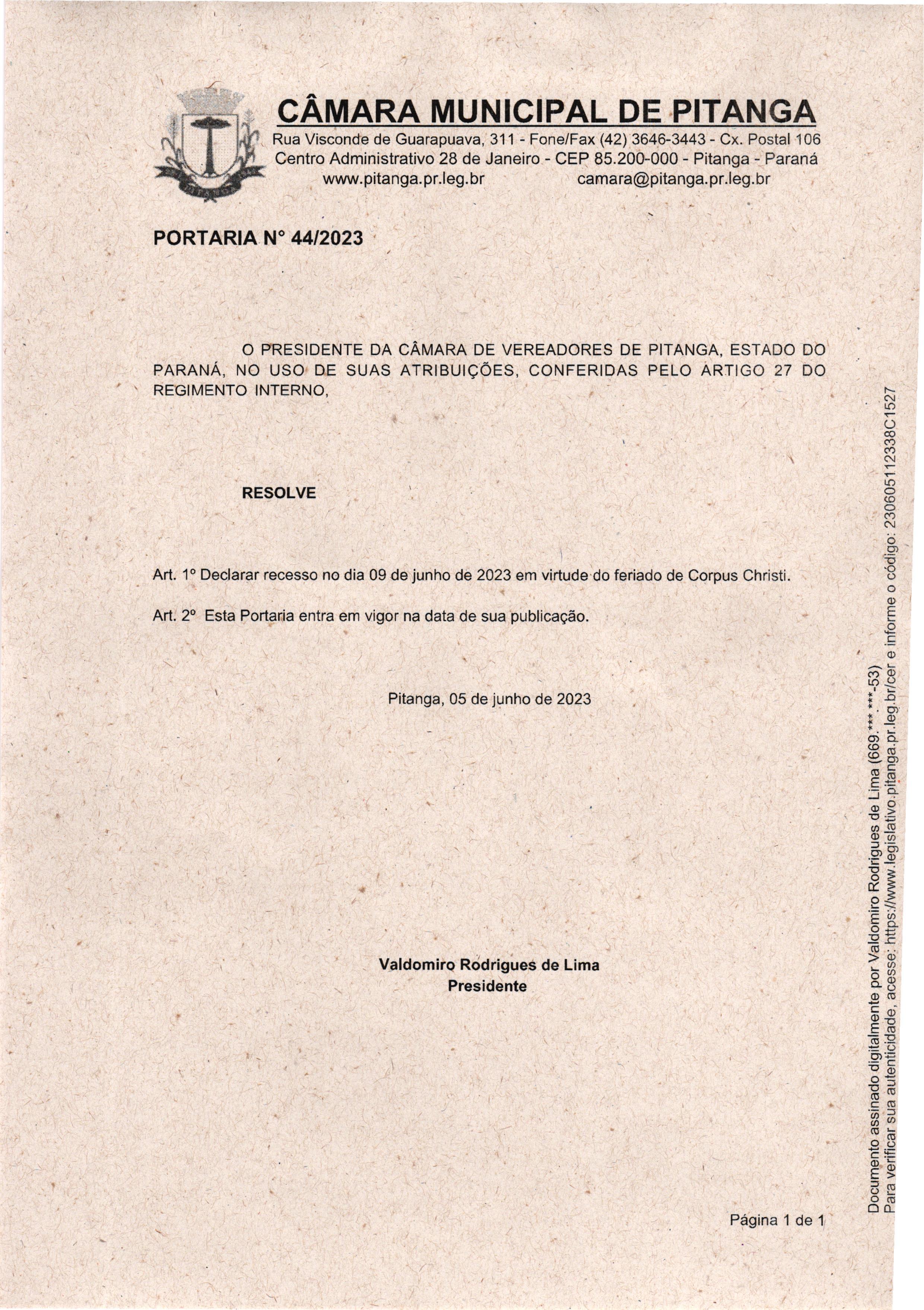 Portaria nº 44-2023